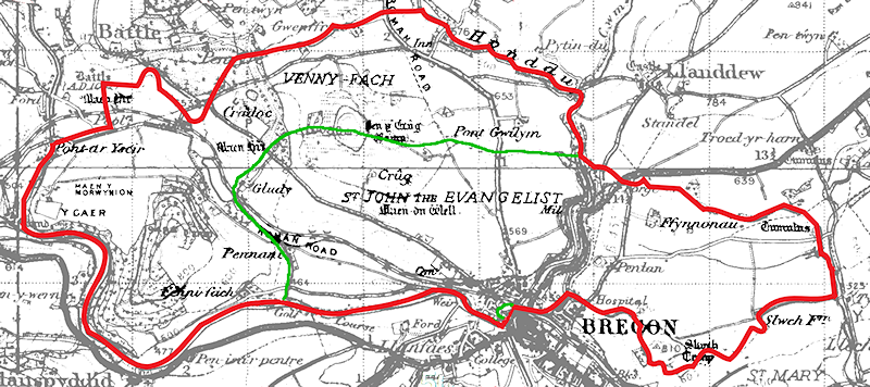 Map showing boundary of parish in red
